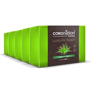 coronation herbal neem amp tulsi basil rejuvenating soap for youthful skin  handmade soap  antibacterial amp antifungal  anti-aging bar soap reduces signs of aging  reduce fine lines amp wrinkles