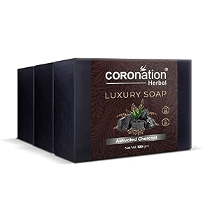 coronation herbal unisex activated bamboo charcoal soap  detoxifies skin amp deep pore cleaning  remove blackheads whiteheads dark spots amp impurities  fights pollution amp pimples  detoxify skin