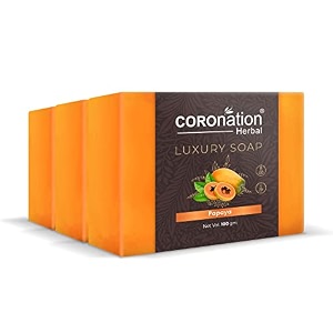 coronation herbal unisex papaya bathing bar  gently exfoliates cleanses amp purifying skin  for soft smooth amp brighter skin  natural skin brightener  for healthy amp glowing skin  handmade soap