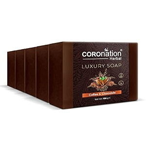 coronation herbal unisex pure arabica coffee amp chocolate de-tan soap  handmade soap  reduce cellulite amp blemish  removes dirt excess oil amp skin impurities  tan removal clear amp bright complexion