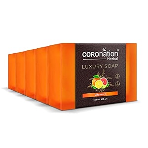 coronation herbal vitamin c premium soap for men amp women  remove dark spots amp impurities  for tan removal amp deep cleaning - 100 g x 5 pack of 5