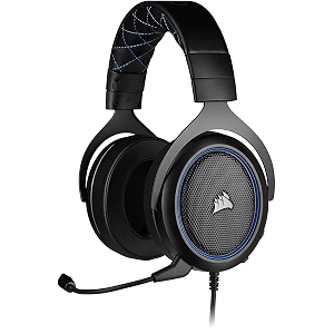 corsair hs50 pro wired on ear headphones with mic blue