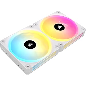 corsair icue link qx140 rgb 140mm magnetic dome rgb fans - double fan starter kit with icue link system hub - white