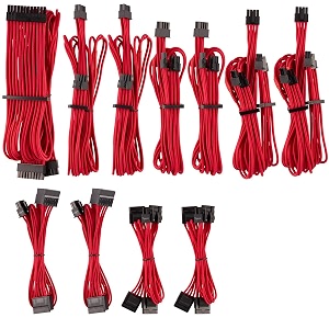 corsair individually sleeved psu cables pro kit psus  red 2 year warranty