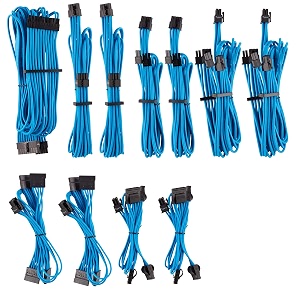 corsair individually sleeved psu cables pro kit  blue 2 yr warranty for corsair psus