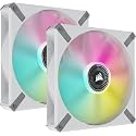 CORSAIR ML140 RGB Elite, 140mm Magnetic Levitation RGB Fan with AirGuide, 2-Pack with Lighting Node CORE - White Frame