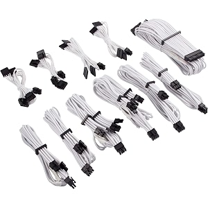 corsair premium individually sleeved psu cables pro kit psus  white 2 year warranty