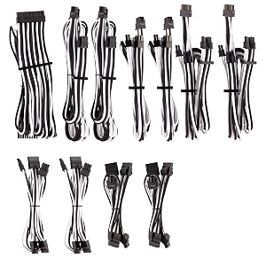 corsair premium individually sleeved psu cables pro kit  whiteblack 2 yr warranty for corsair psus
