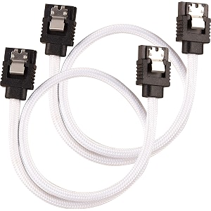 corsair premium sleeved sata cable - sata 6gbps 30cm white