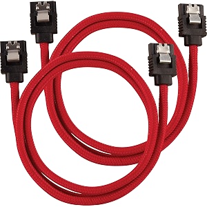 corsair premium sleeved sata cable - sata 6gbps 60cm red