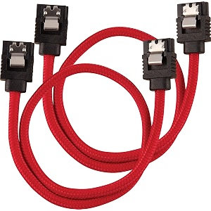 corsair premium sleeved sata cable - sata 6gbps 30cm red