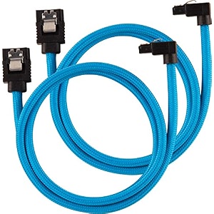 corsair premium sleeved sata data cable set with 90 connectors blue 60cm