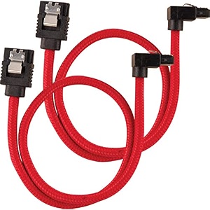 corsair premium sleeved sata data cable set with 90 connectors red 30cm