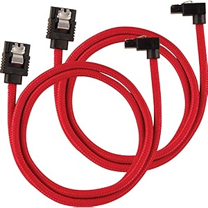 corsair premium sleeved sata data cable set with 90 connectors red 60cm cc-8900284