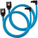 CORSAIR Premium Sleeved SATA Data Cable Set with 90 CONNECTORS, Blue, 60CM