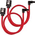 CORSAIR Premium Sleeved SATA Data Cable Set with 90 CONNECTORS, RED, 30CM