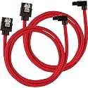 CORSAIR Premium Sleeved SATA Data Cable Set with 90° CONNECTORS, RED, 60CM (CC-8900284)