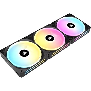 corsair icue link qx120 rgb 120mm magnetic dome rgb fans - triple fan starter kit with icue link system hub - black