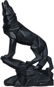 corscent handcrafted decorative diamond cut black wolf sculpture for home dcor showpiec decorative showpiece  -  31 cm polyresin multicolor