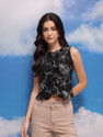 CORSICA Casual Self Design Women Black Top