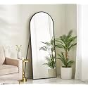 CORSICA DESIGNS | Arched Metal Full-Length Hanging Mirror | Modern Full-Body Wall Mirror for Bedroom, Bathroom &amp; Living Room (Glam Gold_Floor, (58x23))