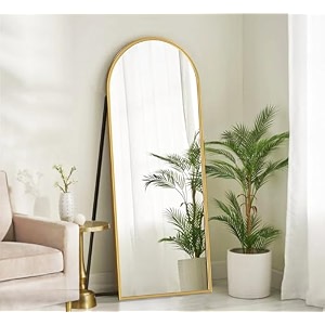 corsica designs  arched metal full-length hanging mirror  modern full-body wall mirror for bedroom bathroom amp living room glam gold_floor 58x23