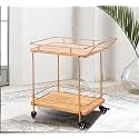CORSICA DESIGNS Modern Rectangular 2-Tier Premium Mild Steel Frame & Elevated Glass Shelves Rolling Bar Cart, Wine Serving Cart & Trolley, Mini Bar on Wheels, Utility Trolley, Kitchen Storage Cart, Seasoning Rack on W
