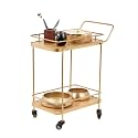 CORSICA DESIGNS | Panache 2-Tier Rectangular Serving Trolley | Sturdy & Rust-resistant Mild-Steel | Kitchen, Dining & Living | Utility Rack & Movable Cart on Wheels | Mango Wood Shelving/Glam Gold