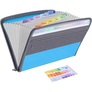 corslet 13 pockets expanding files for documents organiser with zipper closure front zipper pen holder file folder a4 size paper office students certificate holder storage organizer 1pc multicolor