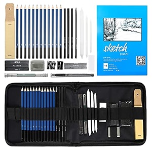 corslet 35 pieces professional drawing pencilsampsketch kit for artist art drawing pencil set for artists painting sketching kitwhite
