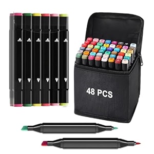 corslet combo of 48 amp 12 alcohol markers amp color pens set  colour marker pen art markers dual tip brush amp chisel alcohol based markers for drawing sketching adult colouring amp illustrations