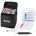 Corslet 60pc Markers Colour Set 48pc Dual Tip Alcohol Markers Set & 12pc Acrylic markers Set Stationery Items Sketch Pen Set for Kids Sketch Colour Alcoholic Markers for Calligraphy Drawing Sketching