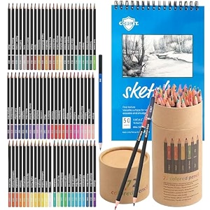 corslet 76 pc colour pencils for adult with 25 sheets a5 sketch book coloring soft core pencil colours artist sketching drawing pencils with drawing book 50 sheets