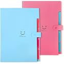 Corslet A4 Paper Accordion Document Organizer Expanding File Folders Pockets Letter Sky Blue, Purple for School Office (Pack of 2)