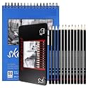 Corslet Sketching Pencils Set: 12 Pc Sketch Pencil B 2b 3b 4b 5b 6b 7b 8b Hb H 2h F in Metal Case with 50 Sheets A5 Sketchbook