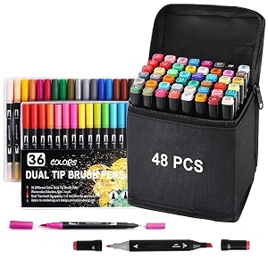 corslet set of 84 pcs colors 48 pcs alcohol art markers set amp 36 pcs dual tip brush pens fine tip drawing pens watercolor amp permanent marker kit for adults coloringcalligraphy sketching