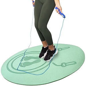 cortina 5234x3234 non-slip jump rope mat indoor outdoor thick workout mat shock absorbing for crossrope exercise durable pad oval design green