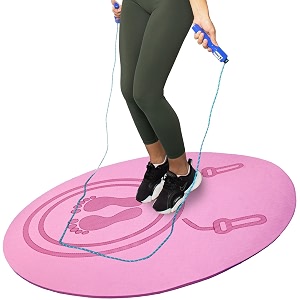 cortina 5234x3234 non-slip jump rope mat indoor outdoor thick workout mat shock absorbing jumprope mat for crossrope exercise mat durable jump rope pad oval exercise mat thick with design pink