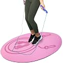 Cortina 52"x32" Non-Slip Jump Rope Mat Indoor Outdoor, Thick Workout Mat, Shock Absorbing Jumprope Mat For Crossrope, Exercise Mat, Durable Jump Rope Pad, Oval Exercise Mat Thick with Design, Pink