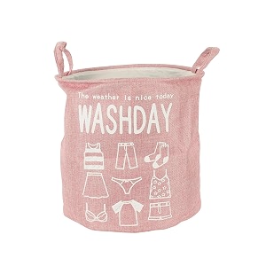 cortina folding round laundry basket for dirty clothes round collapsible storage basket - 45 ltr pink-1
