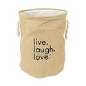 Cortina Folding Round Laundry Basket for Dirty Clothes, Round Collapsible Storage Basket - 45 Ltr, Brown-2