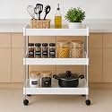 Cortina Heavy Duty Plastic Storage 3 TierShelves for Home Kitchen Garage Bathroom | Multipurpose Tiered Rack Organizer with Wheels | Strong Load-Bearing Modular Storage Unit | 40.5x13x65