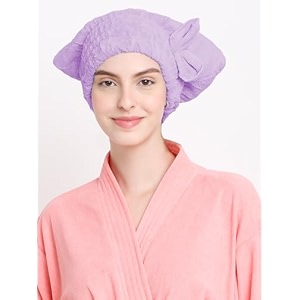 cortina microfiber hair towel cap soft absorbent quick drying cap for curly thick hair wrap cap for women girls-pack of 1 purple 380 tc