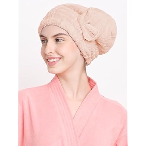 cortina microfiber hair towel cap soft absorbent quick drying wrap for curly thick hair women girls - pack of 1 beige