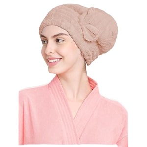cortina microfiber hair towel cap soft absorbent quick drying cap for curly thick hair wrap cap for women girls-pack of 1light brown 380 tc