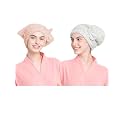 Cortina Microfiber Hair Towel Cap, Soft Absorbent Quick Drying Cap for Curly Thick Hair, Wrap Cap for Women Girls-Pack of 2, Lt. Pink-White, 380 Tc