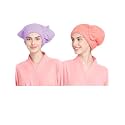 Cortina Microfiber Hair Towel Cap, Soft Absorbent Quick Drying Cap for Curly Thick Hair, Wrap Cap for Women Girls-Pack of 2, Purple-Pink, 380 Tc