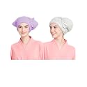 Cortina Microfiber Hair Towel Cap, Soft Absorbent Quick Drying Cap for Curly Thick Hair, Wrap Cap for Women Girls-Pack of 2, Purple-White, 380 Tc
