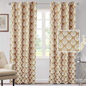 cortina polyester long door curtains 9 feet 250gsm - jacquard printed light-filtering 70-80 room darkening curtains for bedroom office living room amp hallway pack of 2 dark brown