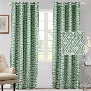 cortina polyester long door curtains 9 feet 250gsm - jacquard printed light-filtering 70-80 light-filtering curtains for bedroom office living room amp hallway pack of 2 green